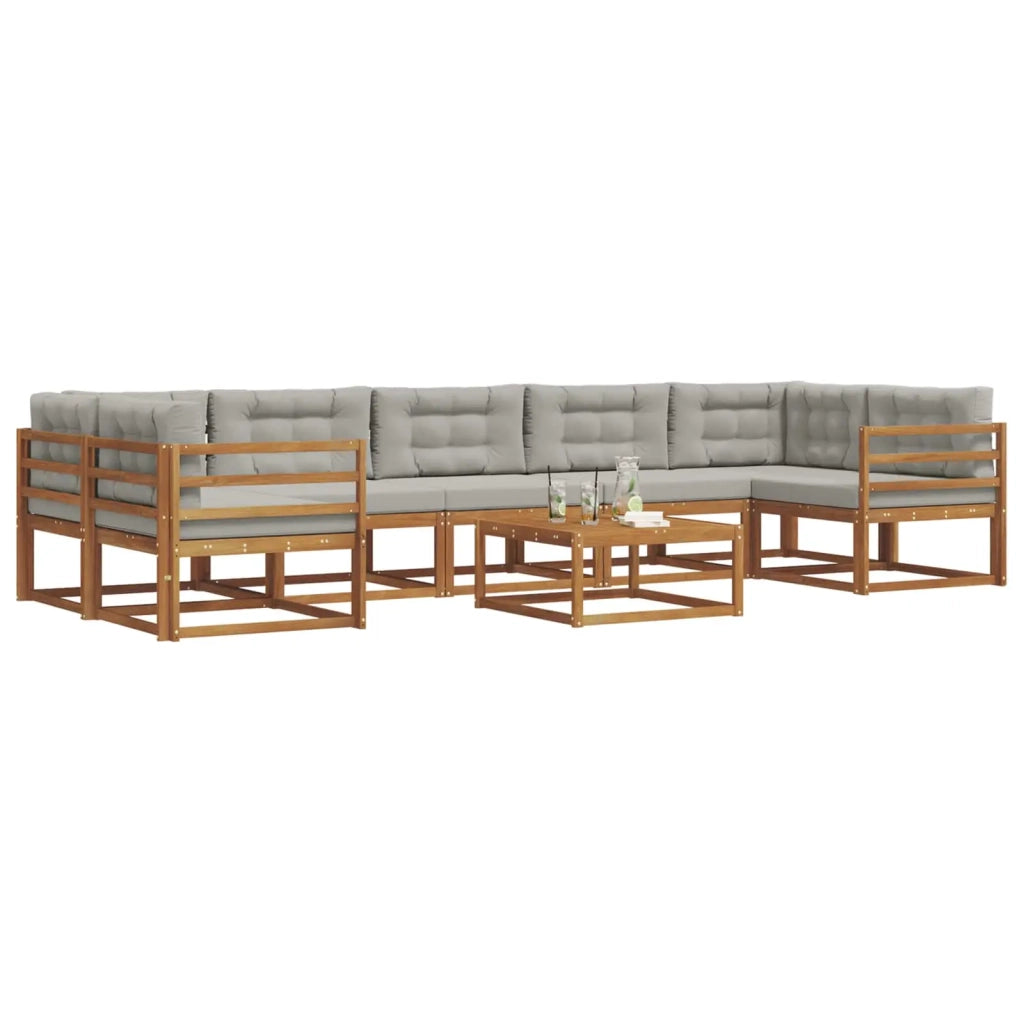 Set di divani da esterno 8 pcs Grigio Naturale e Chiaro 3367319