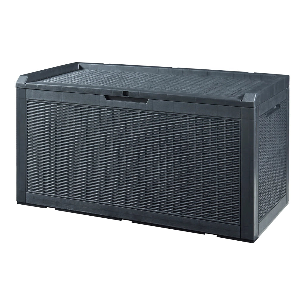 Baule da giardino 122 x 55 x 65 cm effetto rattan nero 03_0009281