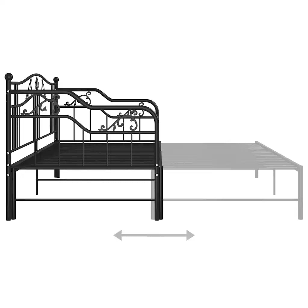 Telaio Divano Letto Estraibile Nero in Metallo 90x200 cm 324764