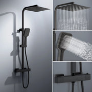 Colonna doccia con miscelatore termostatico, saliscendi doccia quadrato regolabile 73-115cm, nero