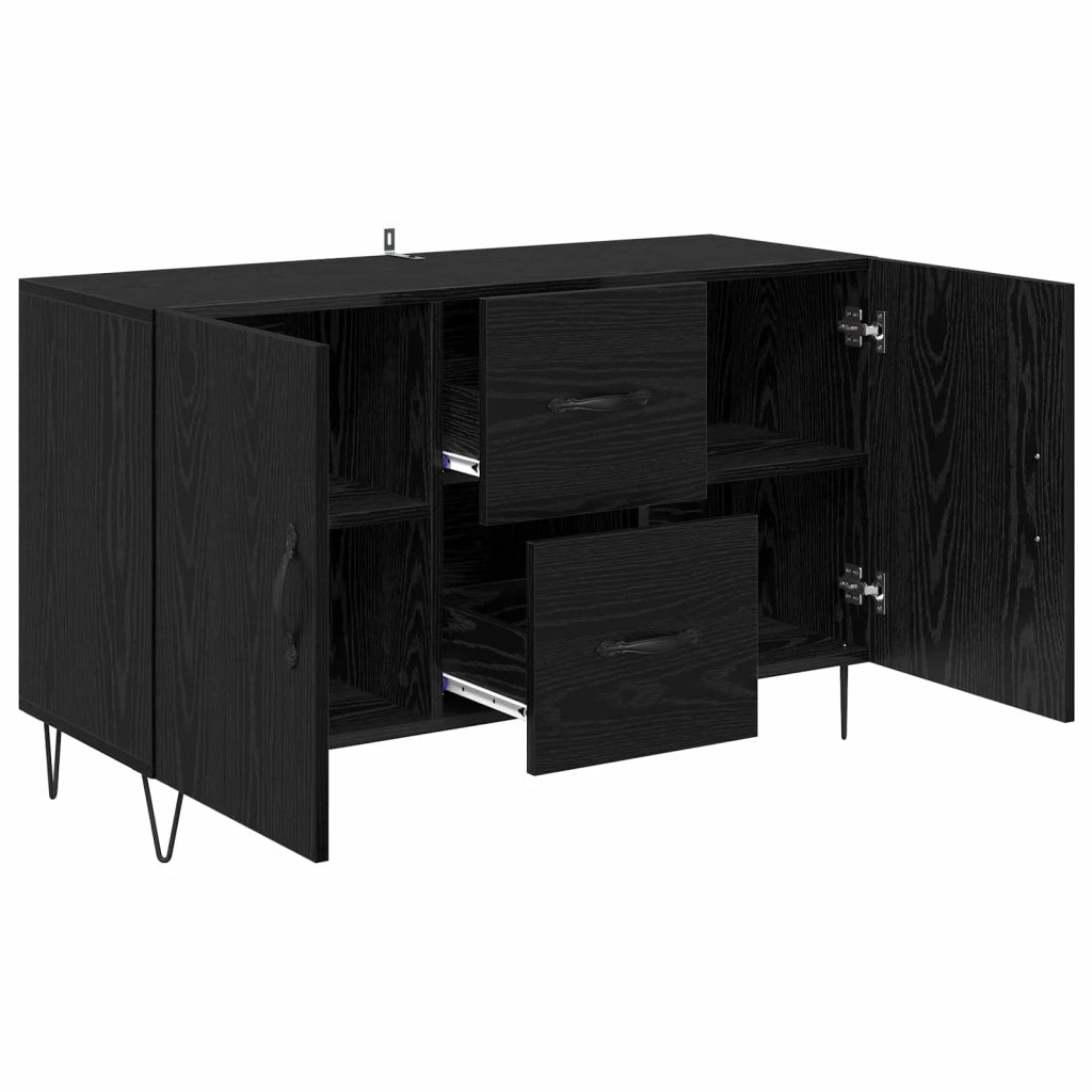 Credenza | Madia | Buffet da pranzo | Armadio da pranzo Rovere Nero 100 x 36 x 60 cm Legno multistrato