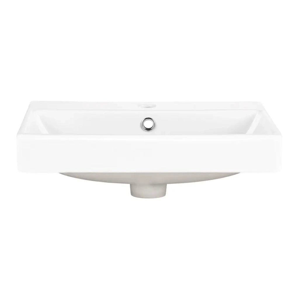 Lavabo da incasso NOVA 60x40 cm in ceramica bianca lucida compatta