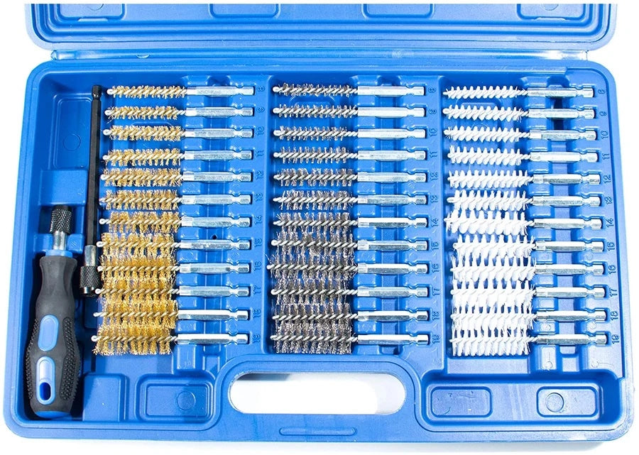 Set 38 Spazzole Metalliche Per Pulizia Tubi Cilindri Attacco 1/4'' Esagonali ox