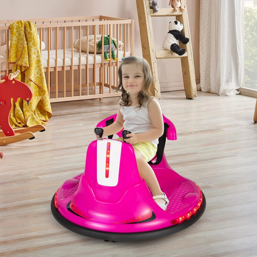 6V Autoscontro Elettrico per Bambini, Veicolo Elettrico con Telecomando, Girevole a 360°, Luci LED Colorate e Cintura di Sicurezza Regolabile, 37-95 Mesi (Rosa)