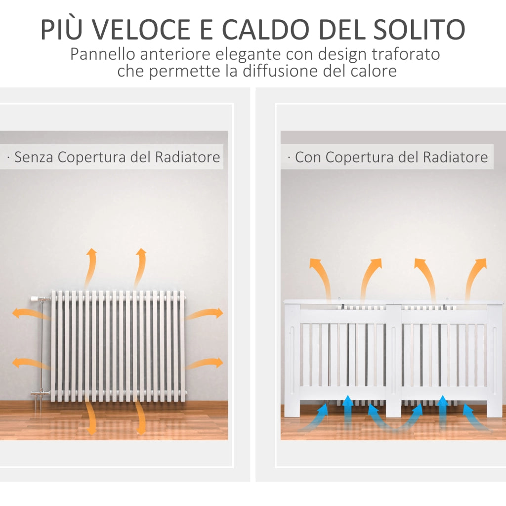 Copritermosifone a Doghe in MDF ¨C Zephmum ¨C Bianco 152x19x81 cm