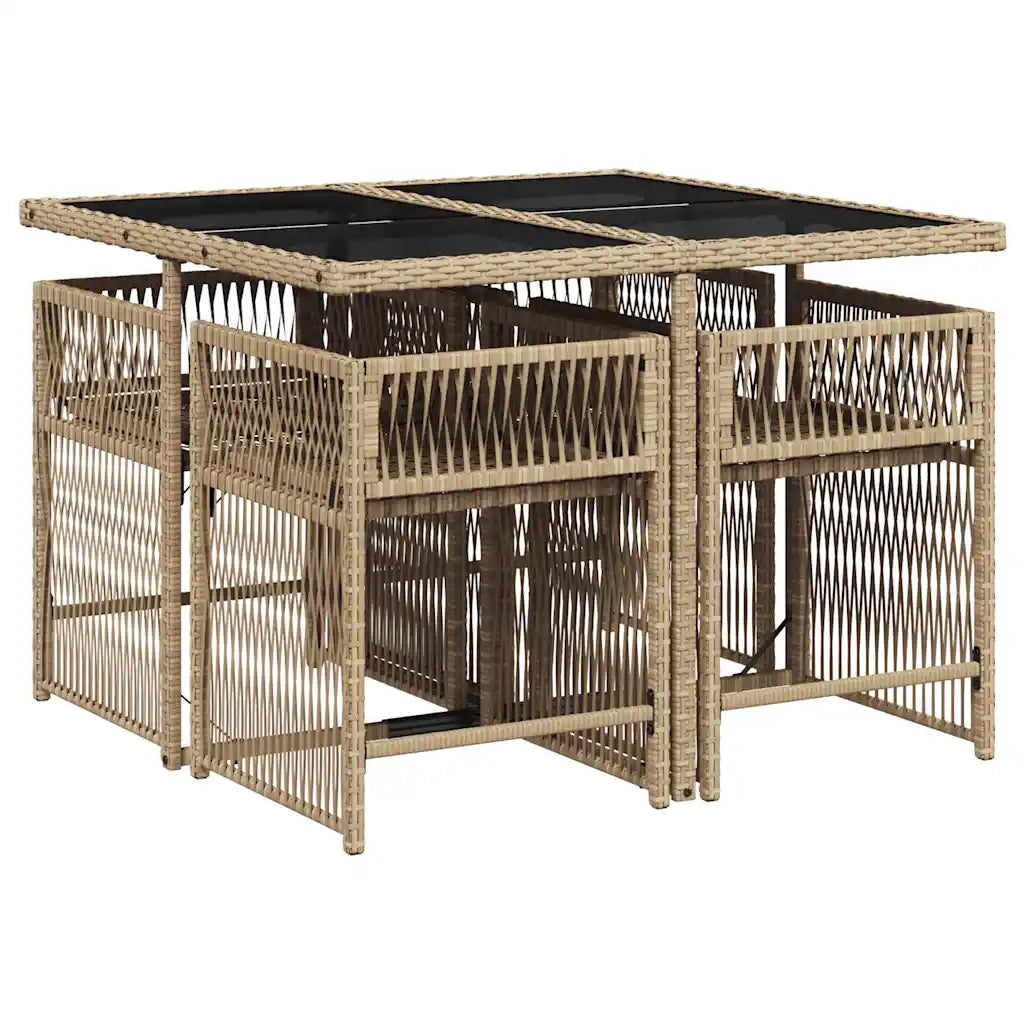 Set Pranzo da Giardino 5 pz con Cuscini Beige Misto Polyrattan 3211620