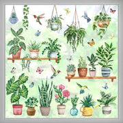 Decorazione per finestre trasparente con fiori e farfalle - Decorazione vetrata bidimensionale per l'estate