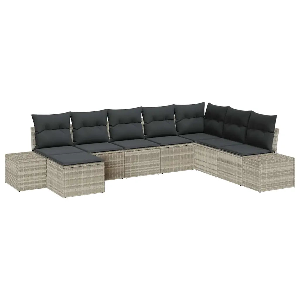 Set Divano da Giardino 8 pcs Grigio chiaro polyrattan 3355851