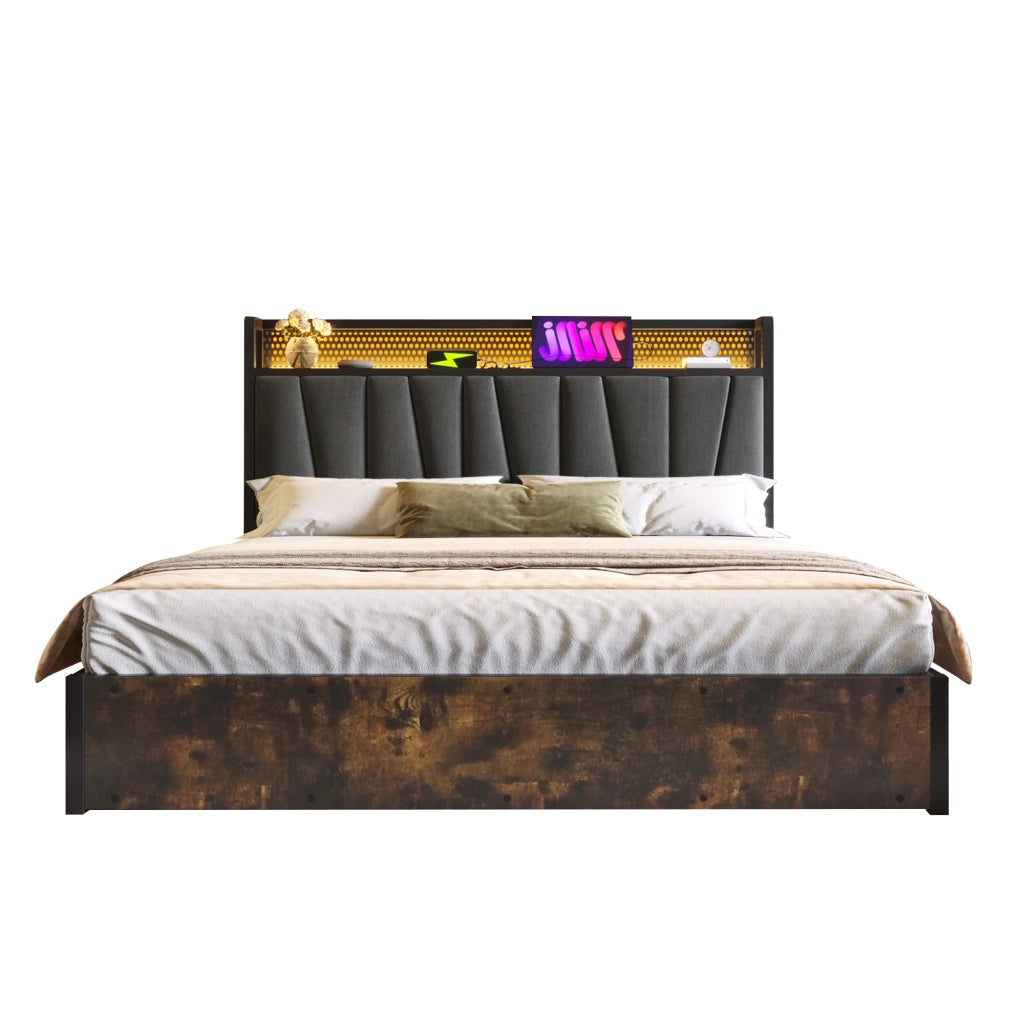 letto in lino grigio 160x200 cm