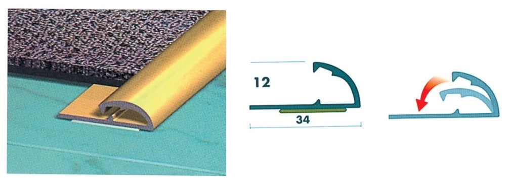 1cf conf. 2 profilo alluminio oro per passatoia 67 cm cod:ferx.44915