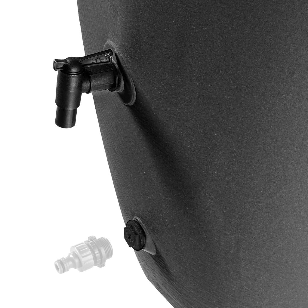 Serbatoio per acqua piovana KADAX 360L Contenitore per acqua a forma di barile + rubinetto Vaso da fiori Antracite