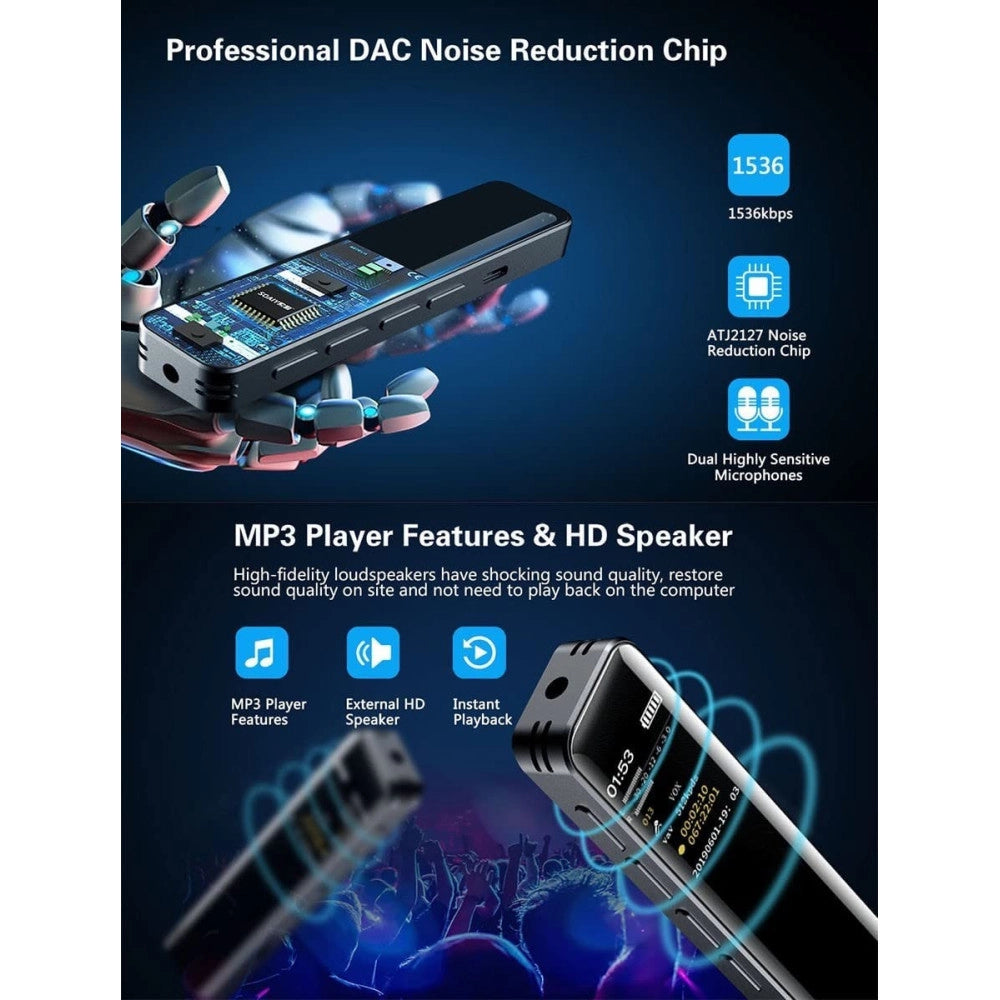 Trade Shop - Mini Registratore Vocale Audio Digitale 8gb Con Schermo Lcd Ricaricabile Q-lc501 -