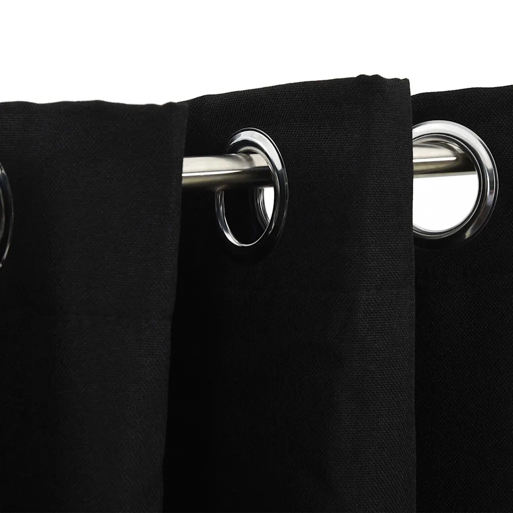 Tende Oscuranti Effetto Lino con Occhielli 2pz 140x225cm Nere 321153