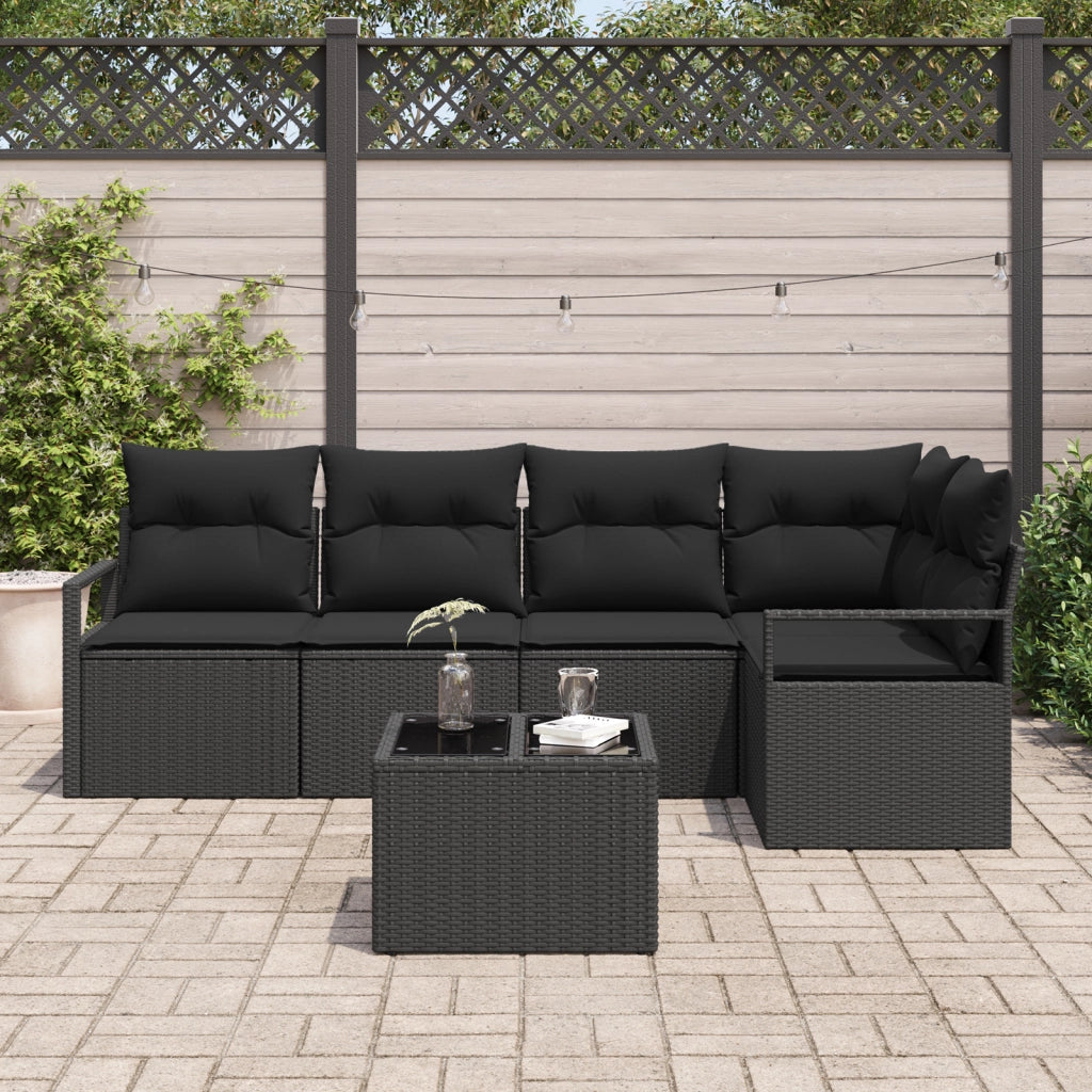 Set divano da giardino 6 pezzi con cuscini beige polyrattan