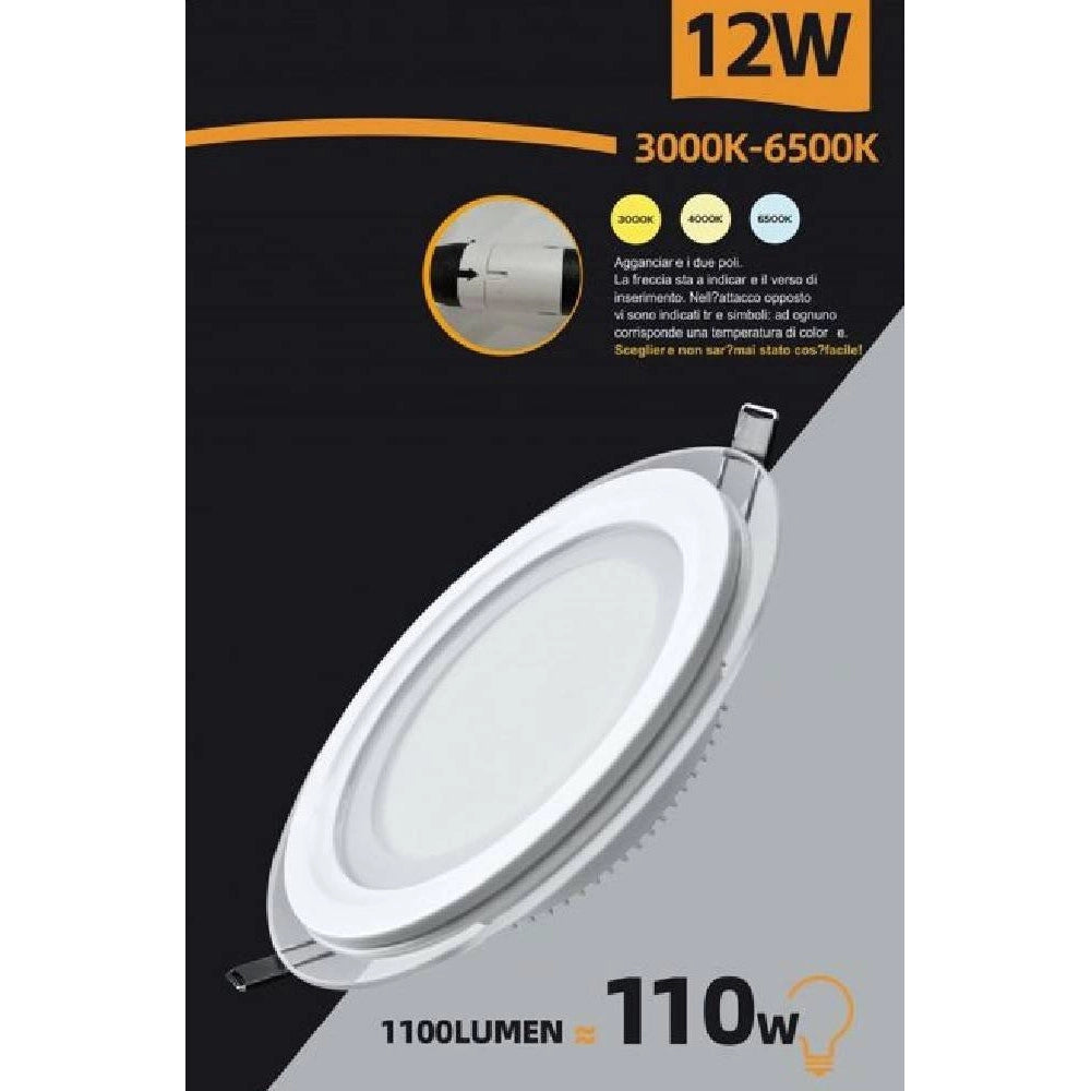 Trade Shop - Pannello Led Slim Incasso Bordo In Vetro 12w Cct 3 Colorazioni Di Luce P125e-t3c -