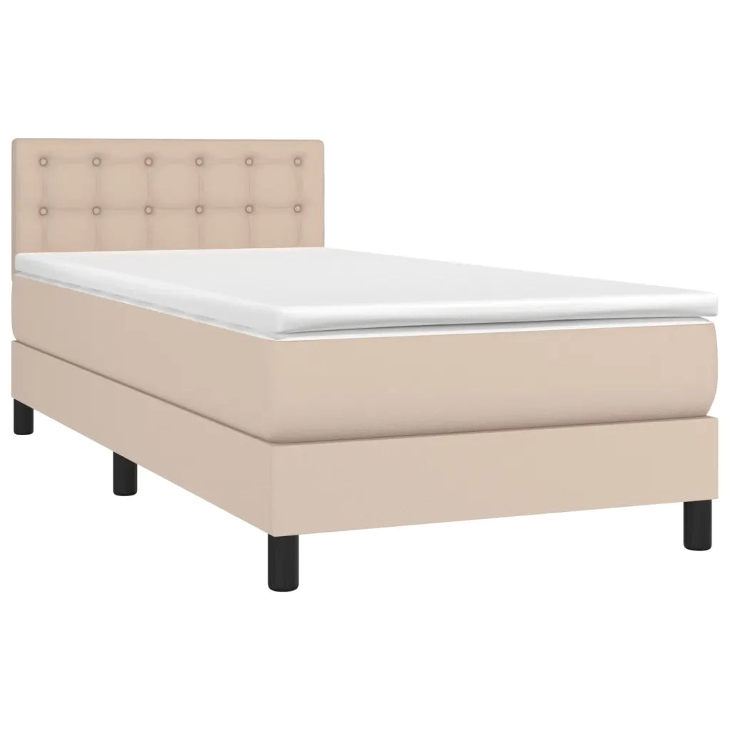Giroletto Molle Materasso e LED Cappuccino 80x200 cm Similpelle 3134194