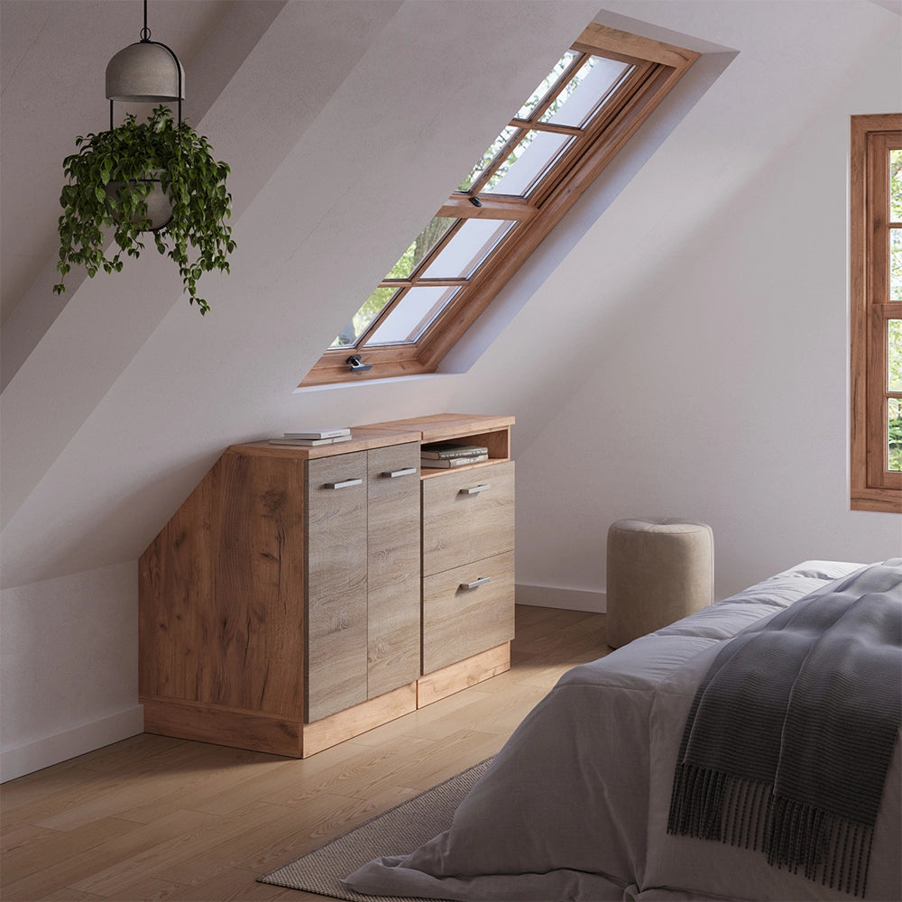 Set di mobili sottotetto Rion Sonoma/Rovere dorato 120 cm Set di 2 carcasse armadio profondità 60 cm Vicco