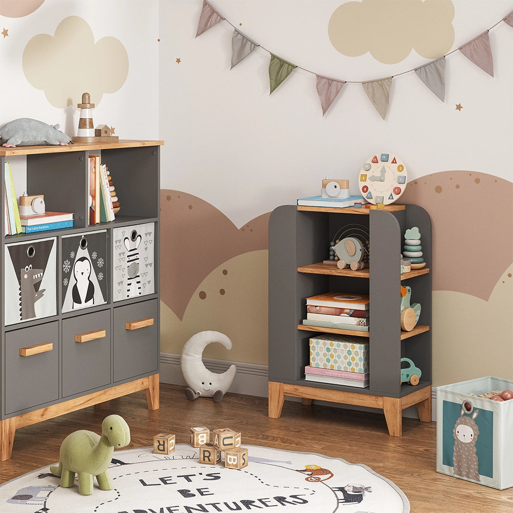 Vitalispa Libreria bambini Artigiano/grigio 60 x 88 cm con 9 scomparti