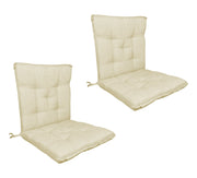 Set Cuscini Sedia Con Schienale Imbottiti Con Laccetti Banda Elastica 40 x 80 Cm Panna - 2 Pezzi