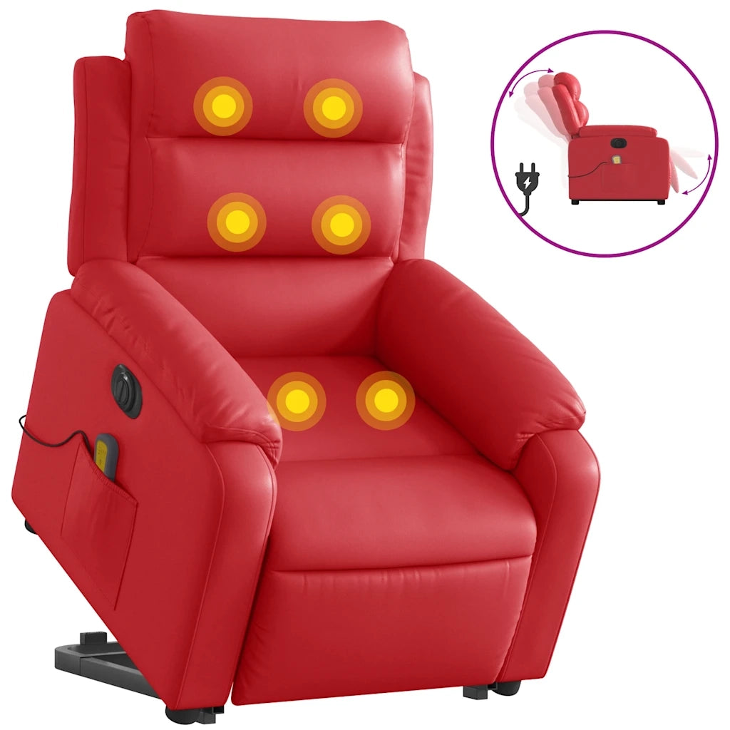 Poltrona Alzapersona Reclinabile Elettrica Rossa in Similpelle 3205068
