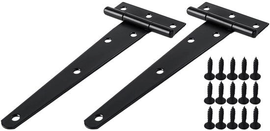 Scharniere esterni 150 mm - 2 pezzi - neri smaltati - scharnieri in metallo - rivestimento anticorrosivo - ideali per esterni - Scharniere per porta esterna
