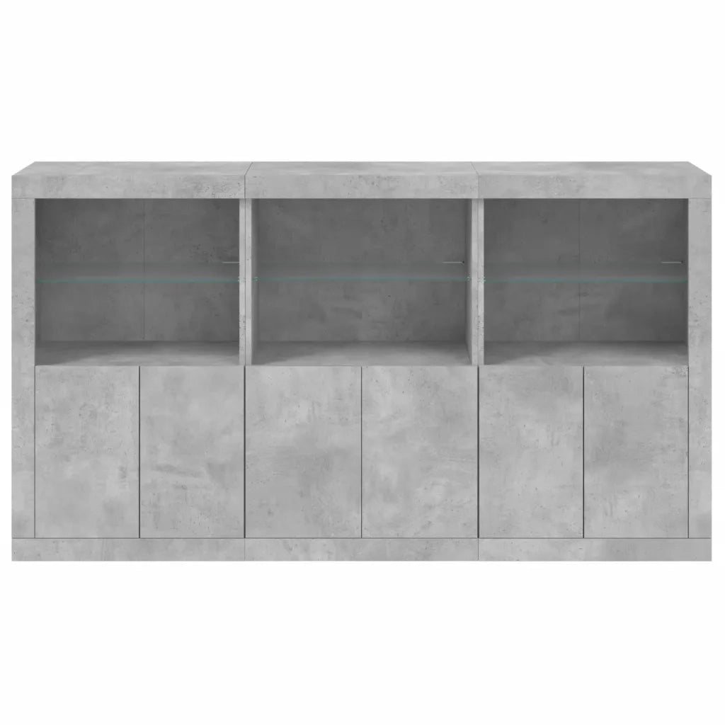 Credenza | Madia | Buffet da pranzo | Armadio da pranzo con Luci LED Grigio Cemento 181,5x37x100 cm