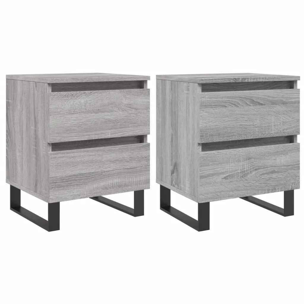 Comodini 2pz-Set di 2 Tavolino da notte Grigio Sonoma 40x35x50 cm in Legno Multistrato 606404