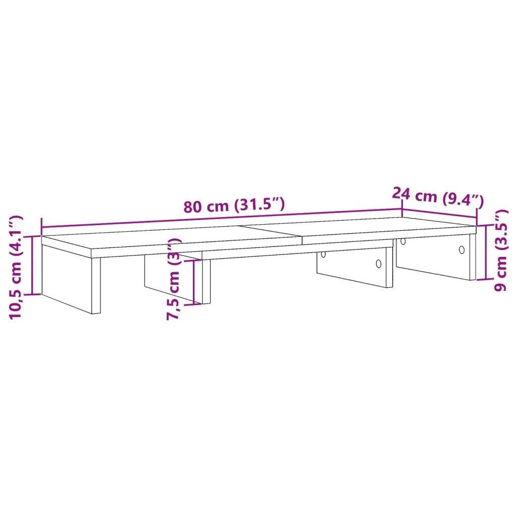 Supporto Monitor Regolabile Rovere 80x24x10,5 cm in Truciolato
