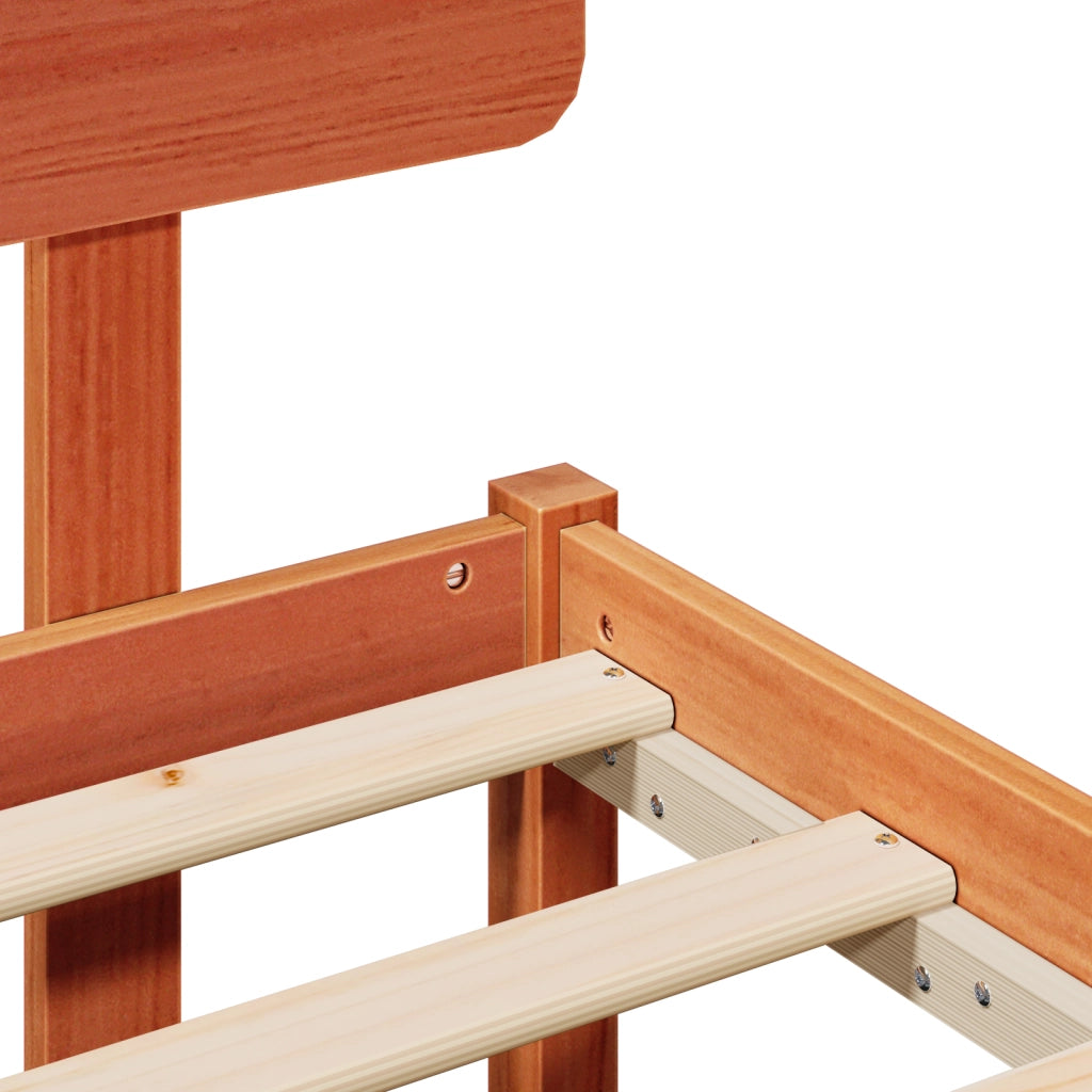 Struttura letto con testata Marrone cerato 140x190 cm Legno massello di pino