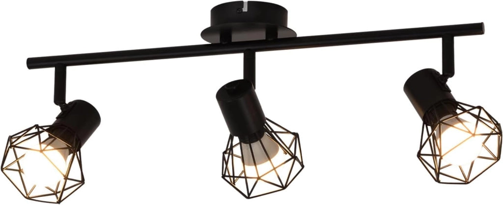 ZMH Faretto da soffitto neri 3 luci E14 retro orientabili 350° industriali per soggiorno corridoio senza lampadina