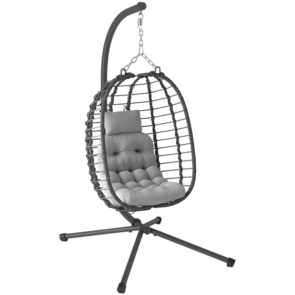 Poltrona a dondolo sospesa ¨C zephmum ¨C grigio, tessuto, imbottita, con cuscino