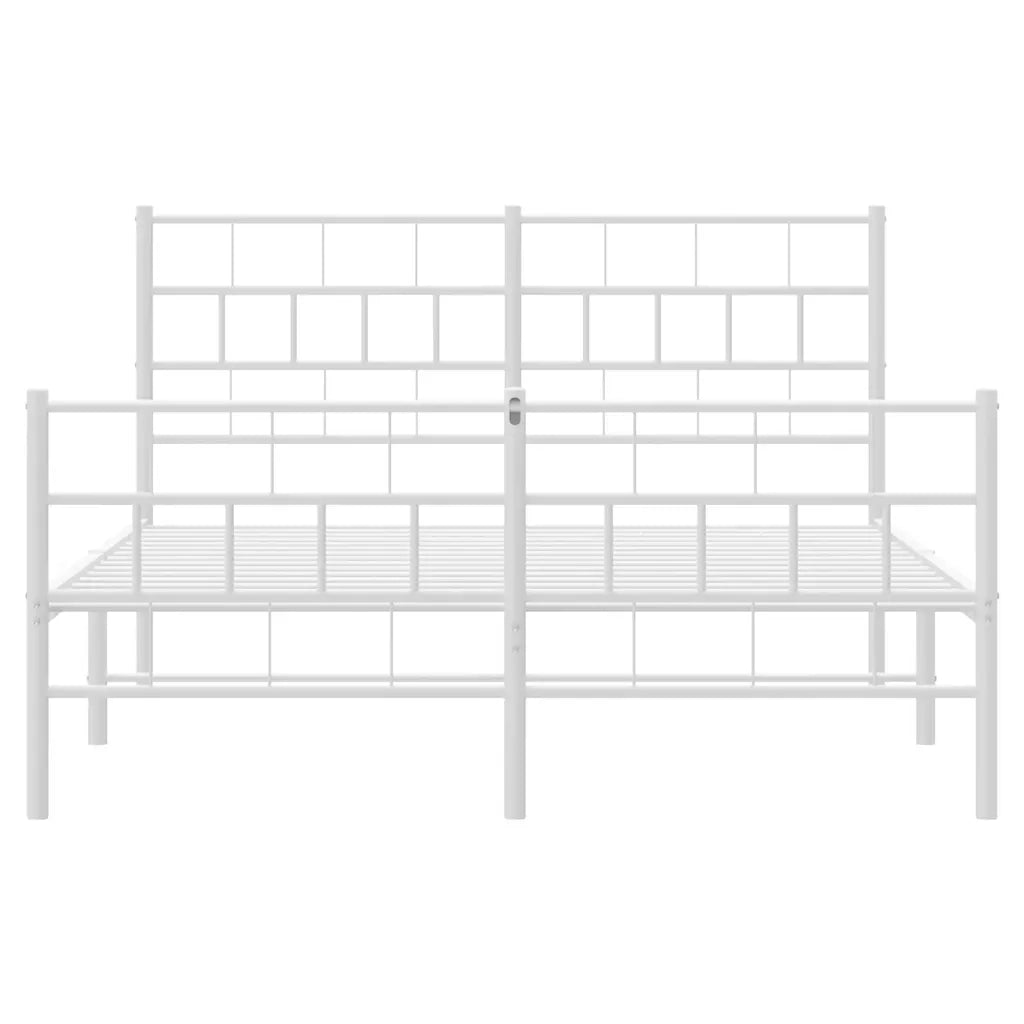 Giroletto con Testiera e Pediera Metallo Bianco 150x200 cm 355728