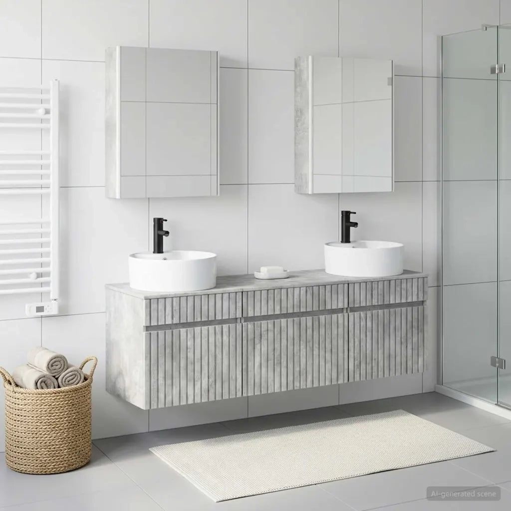 Set di Armadi da Bagno 5 pcs Grigio Cemento 53 x 15,5 x 70 cm 3406610