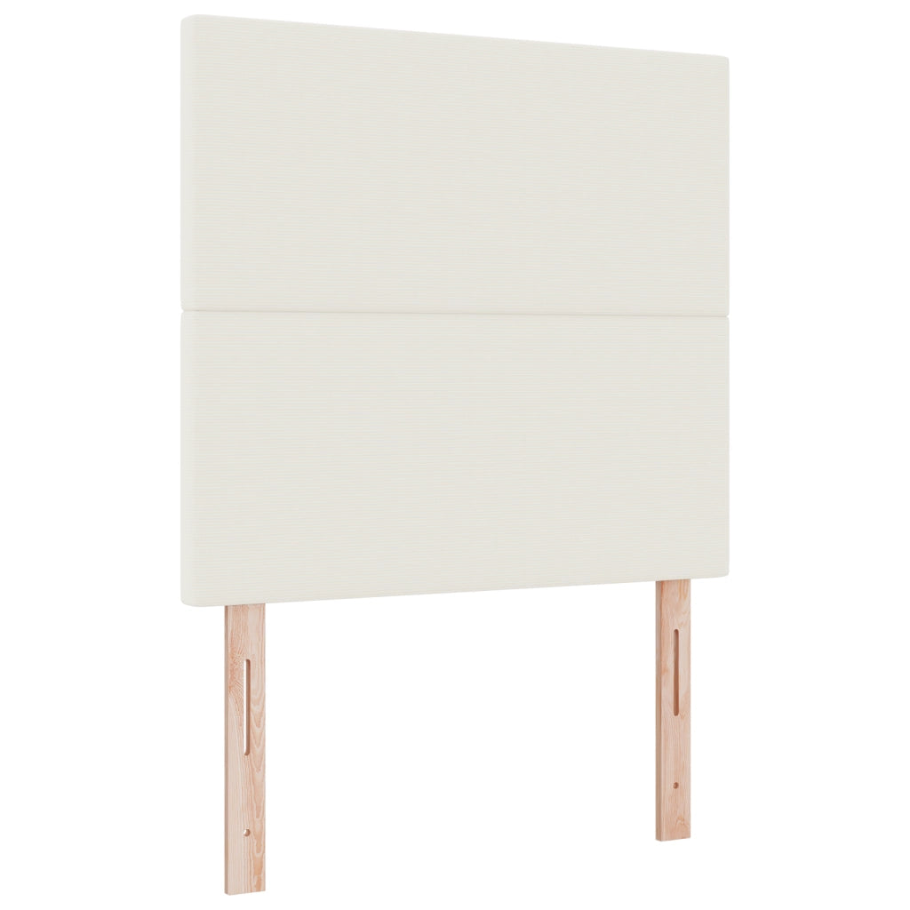 Letto Box Spring con Materasso e Luce LED Crema 120x200 cm Tessuto Corduroy