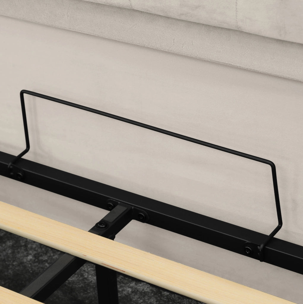 Letto imbottito con LED e ricarica integrata, 140 x 190 cm, beige