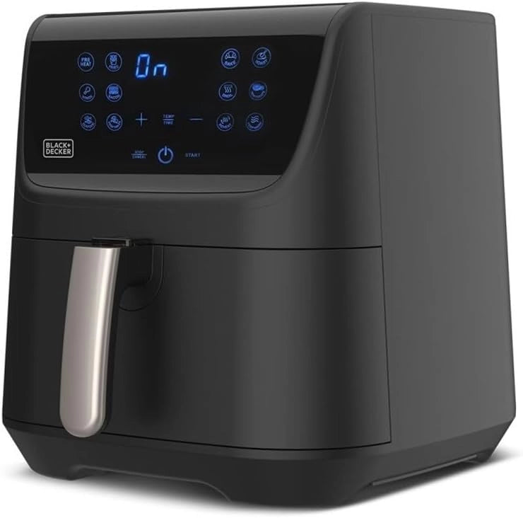 Black+decker bxaf5500e - friggitrice ad aria, senza olio, 99% di grassi in meno, 1800w, capacità 5,5l, touch screen, ampia gamma di ricette, 12 programmi, timer fino a 60 min, fino a 200°c