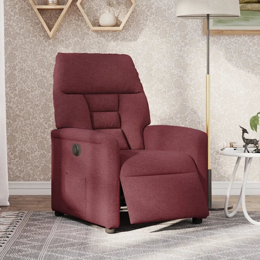 Poltrona Elettrica Reclinabile Rosso Vino in Tessuto