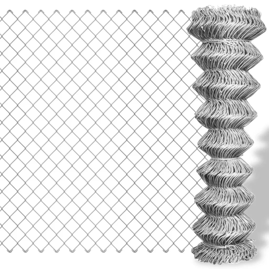 Recinzione in Rete in Acciaio Zincato 15x0,8 m Argento 141485