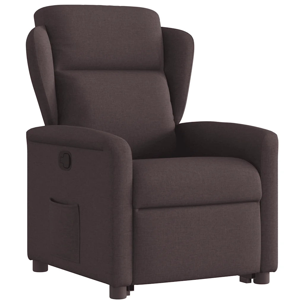 Poltrona Alzapersona Reclinabile Marrone Scuro in Tessuto 3303139