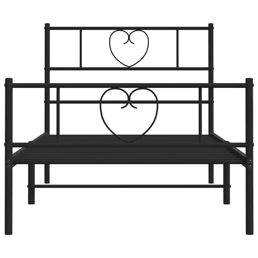 Giroletto con Testiera e Pediera-Struttura Letto Metallo Nero 100x200 cm 496229