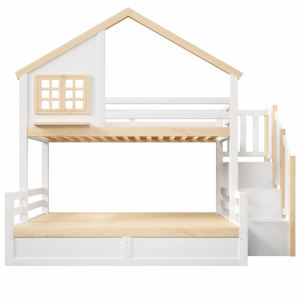 Letto a castello con contenitore idraulico e design casetta 90x200 / 140x200