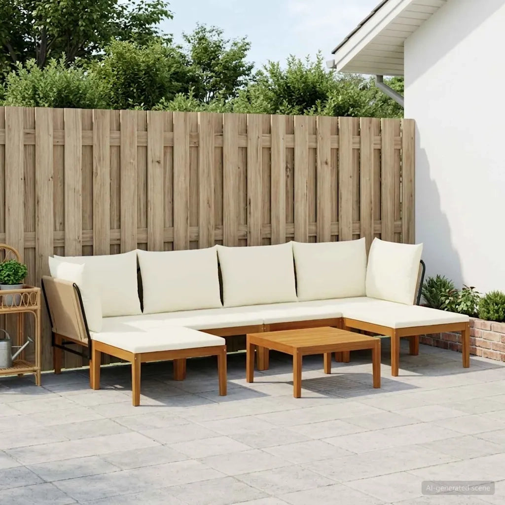 7 pcs Legno massiccio di acacia e corda Naturale 3407784