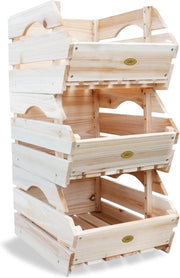 Set di Scatole da Stivare in Legno Massello Universali da 3 - Scatole da Archiviazione Stivabili
