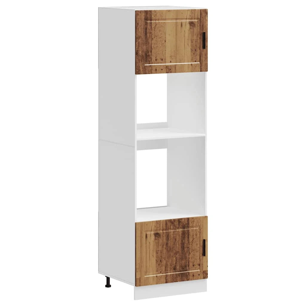 Set di 2 mobili da forno classici con piedini regolabili 60 x 57 x 207 cm legno ingegnerizzato finitura legno invecchiato 02_0055724