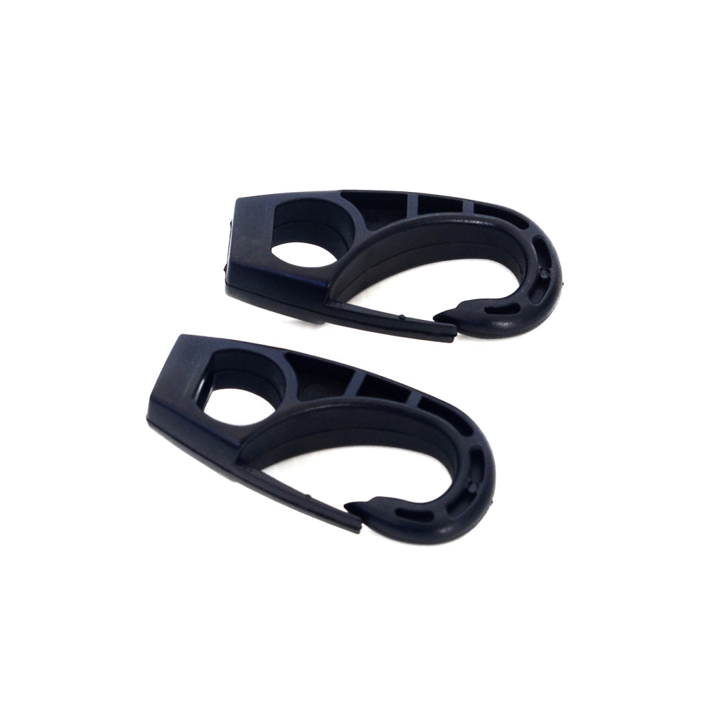 Ganci a moschettone in nylon nero ricambio per elastici Ã˜ 6 mm. 2 pz.