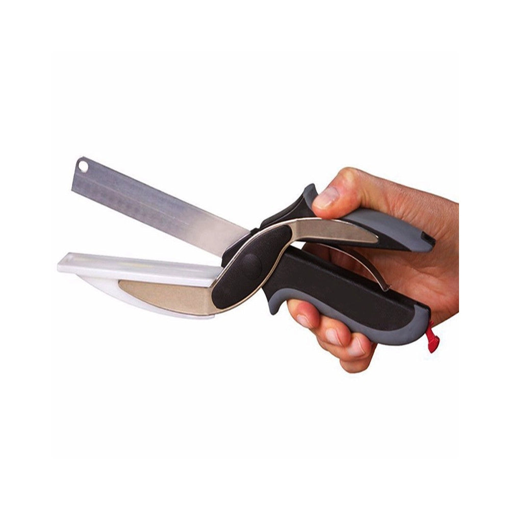 Trade Shop - Forbici Coltello E Tagliere Da Cucina Clever Cutter 2 In 1 Affetta Verdure Carne -