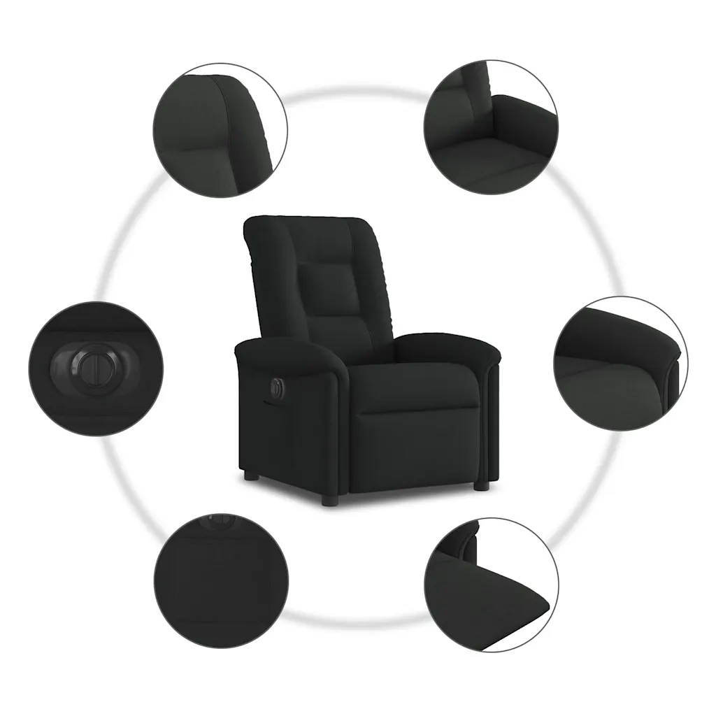 Poltrona Elettrica Reclinabile Nera in Tessuto 3303236
