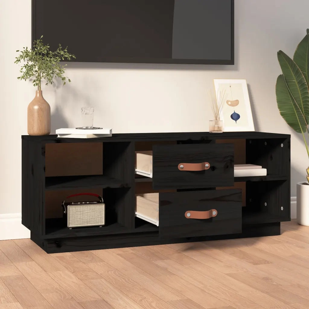Mobile Porta TV Nero 100x34x40 cm in Legno Massello di Pino cod mxl 16366