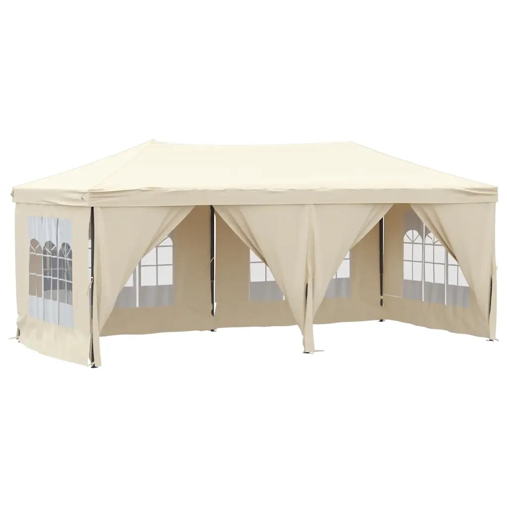 Tenda per Feste Pieghevole con Pareti Laterali-Tenda Gazebo Crema 3x6 m 107633