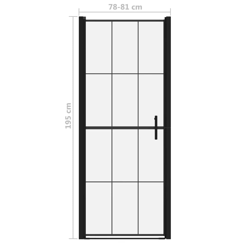 Porta per Doccia in Vetro Temperato 81x195 cm Nero 148887